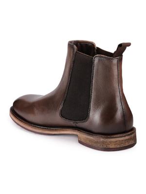 brown leather slip on boots - 17424012 - Standard Image - 3