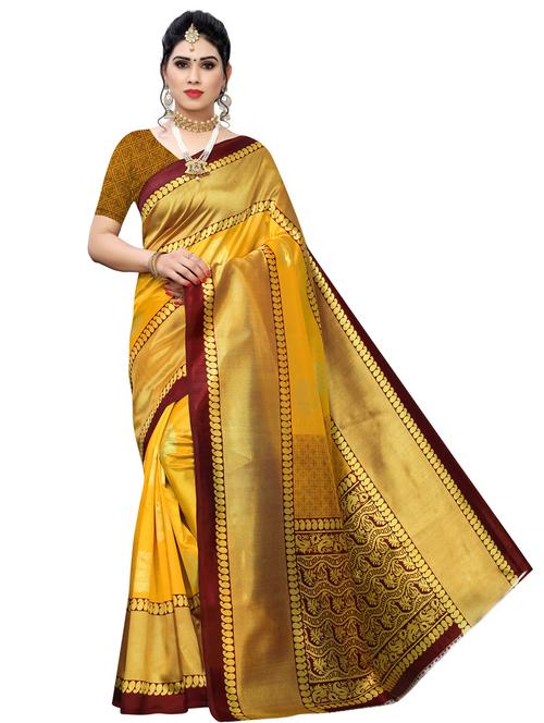 self design printed saree with blouse - 17424048 - Very Small Image - 1
