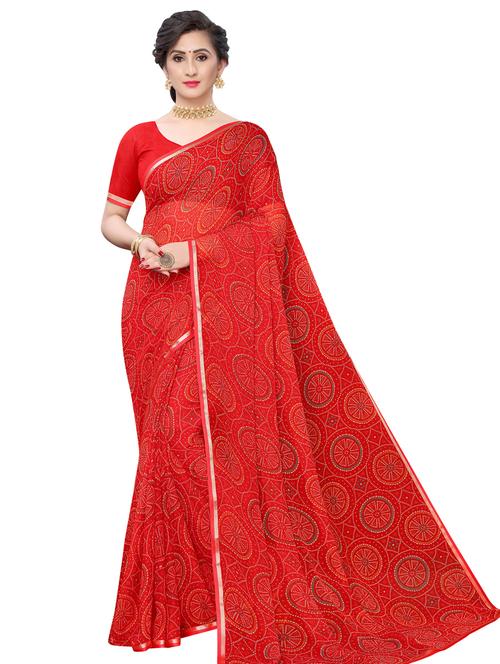 bandhani printed saree with blouse - 17424064 - Standard Image - 1