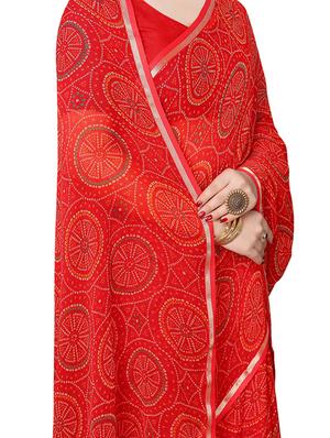 bandhani printed saree with blouse - 17424064 - Standard Image - 3