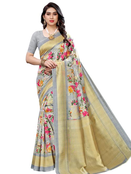 floral banarasi saree with blouse - 17424069 - Standard Image - 1