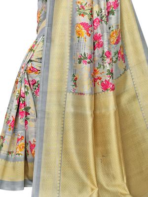 floral banarasi saree with blouse - 17424069 - Standard Image - 3