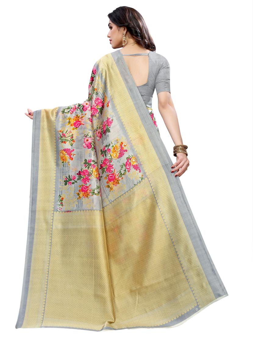 floral banarasi saree with blouse - 17424069 - Zoom Image - 2