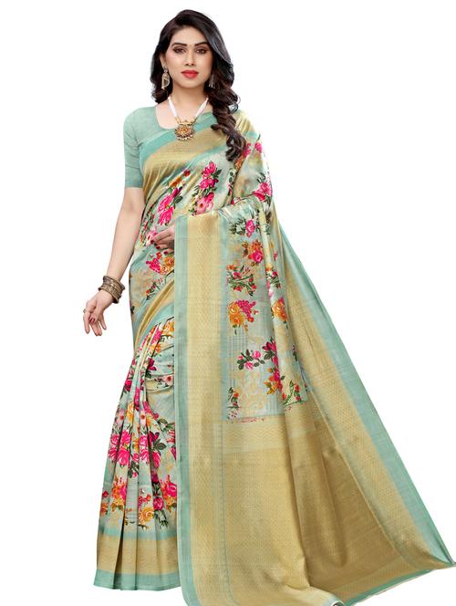 floral banarasi saree with blouse - 17424070 - Standard Image - 1
