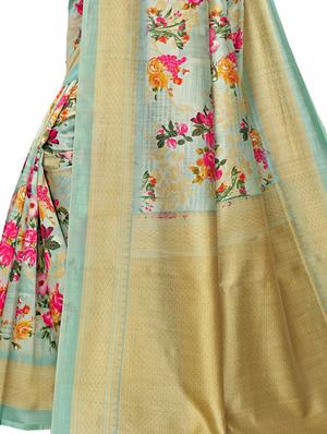 floral banarasi saree with blouse - 17424070 - Standard Image - 3