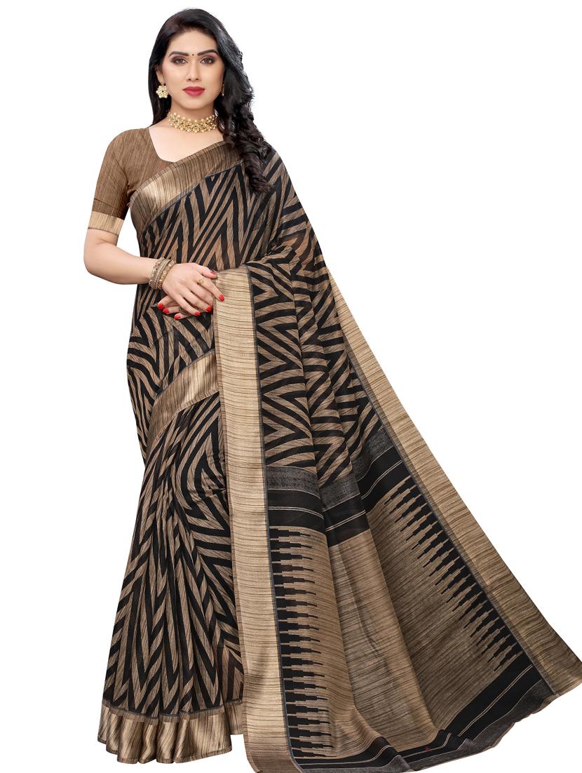 chevron printed saree with blouse - 17424094 - Zoom Image - 1