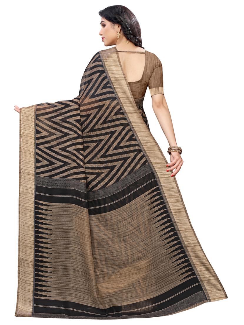 chevron printed saree with blouse - 17424094 - Zoom Image - 2
