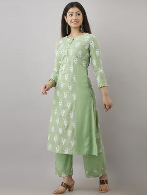 neo mint kurta palazzo set - 17424120 - Standard Image - 2