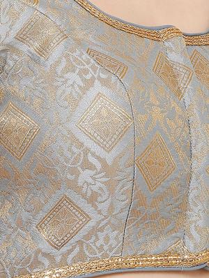grey cotton blend brocade blouse - 17424122 - Standard Image - 5