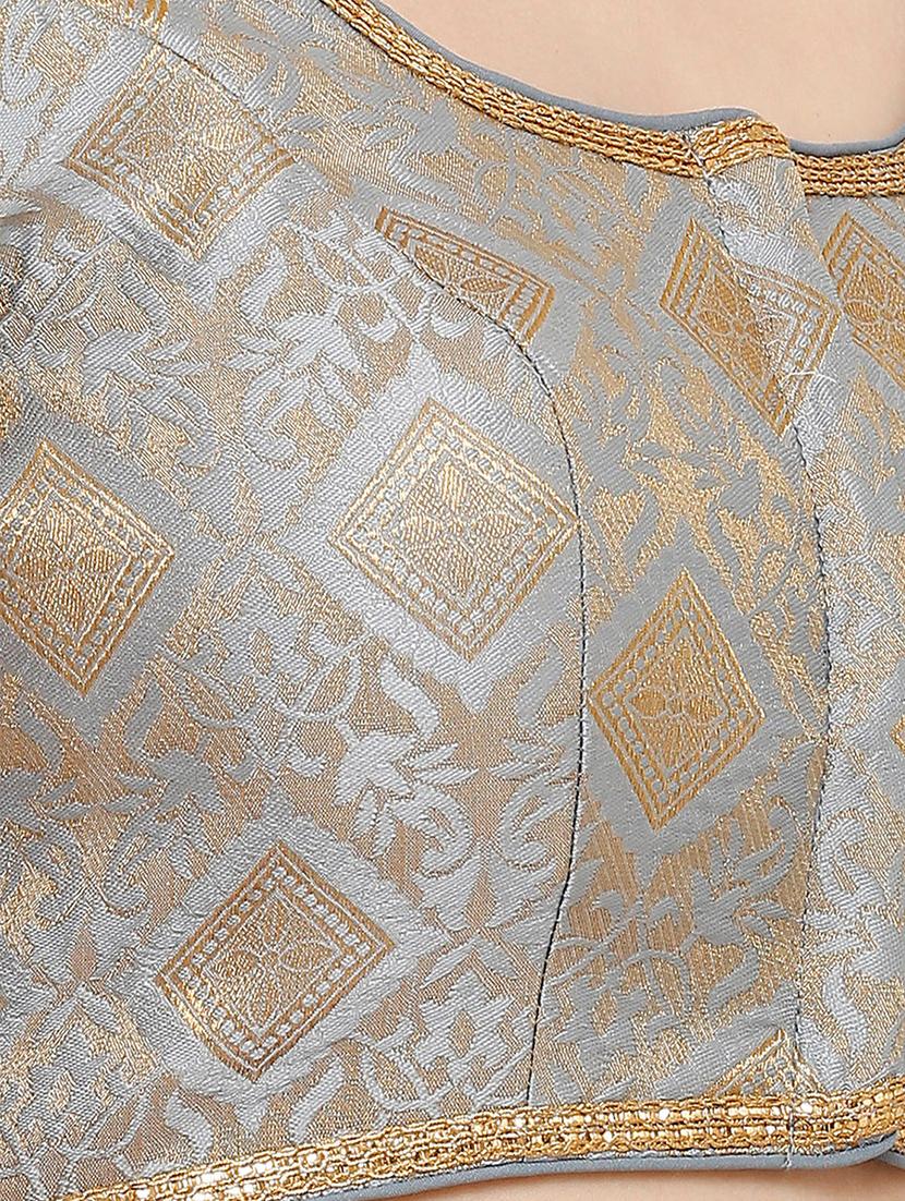 grey cotton blend brocade blouse - 17424122 - Zoom Image - 5