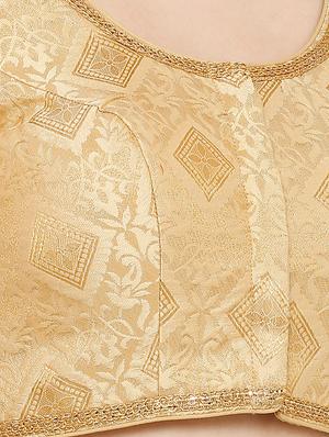 gold cotton blend brocade blouse - 17424123 - Standard Image - 5
