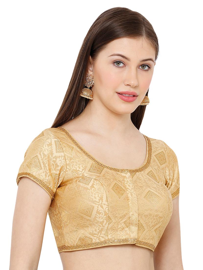 gold cotton blend brocade blouse - 17424123 - Zoom Image - 2