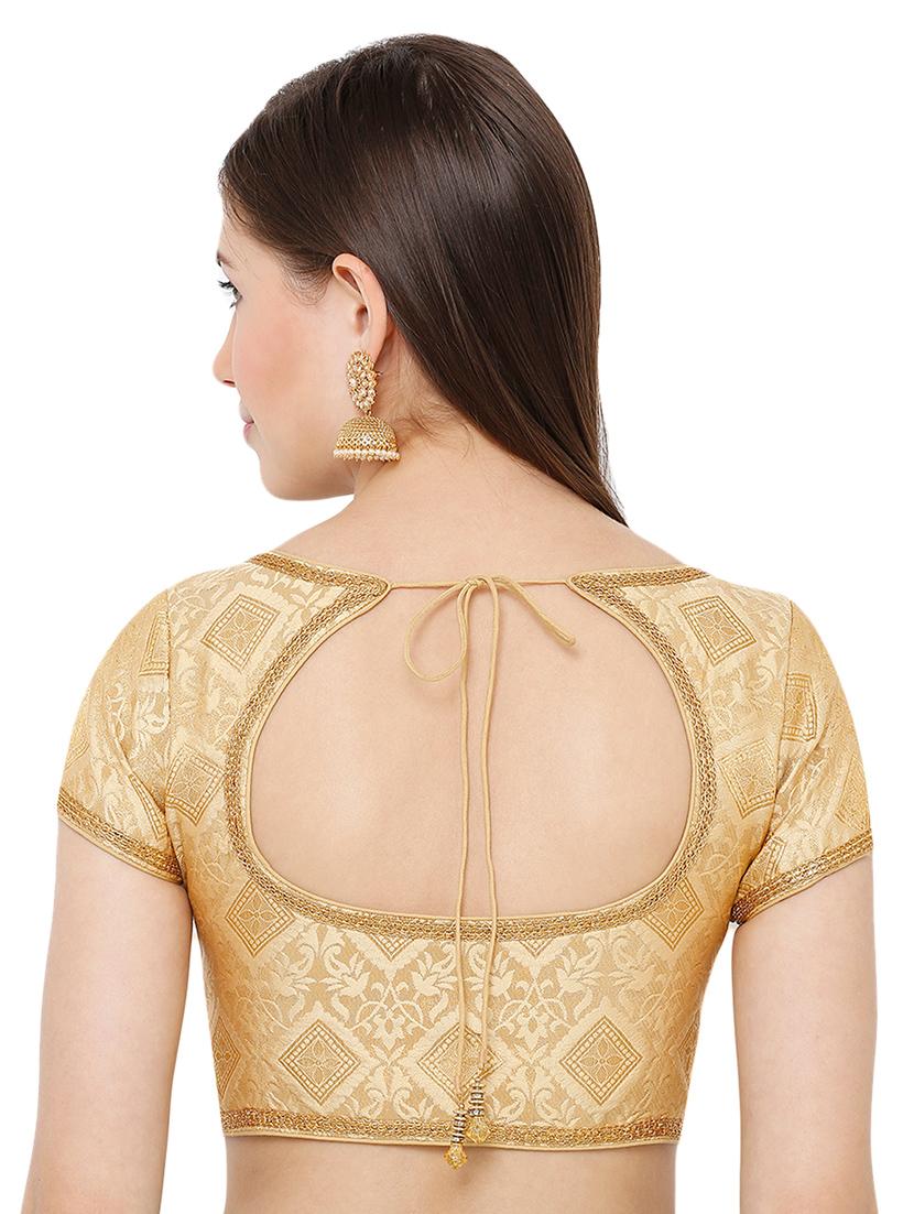 gold cotton blend brocade blouse - 17424123 - Zoom Image - 3