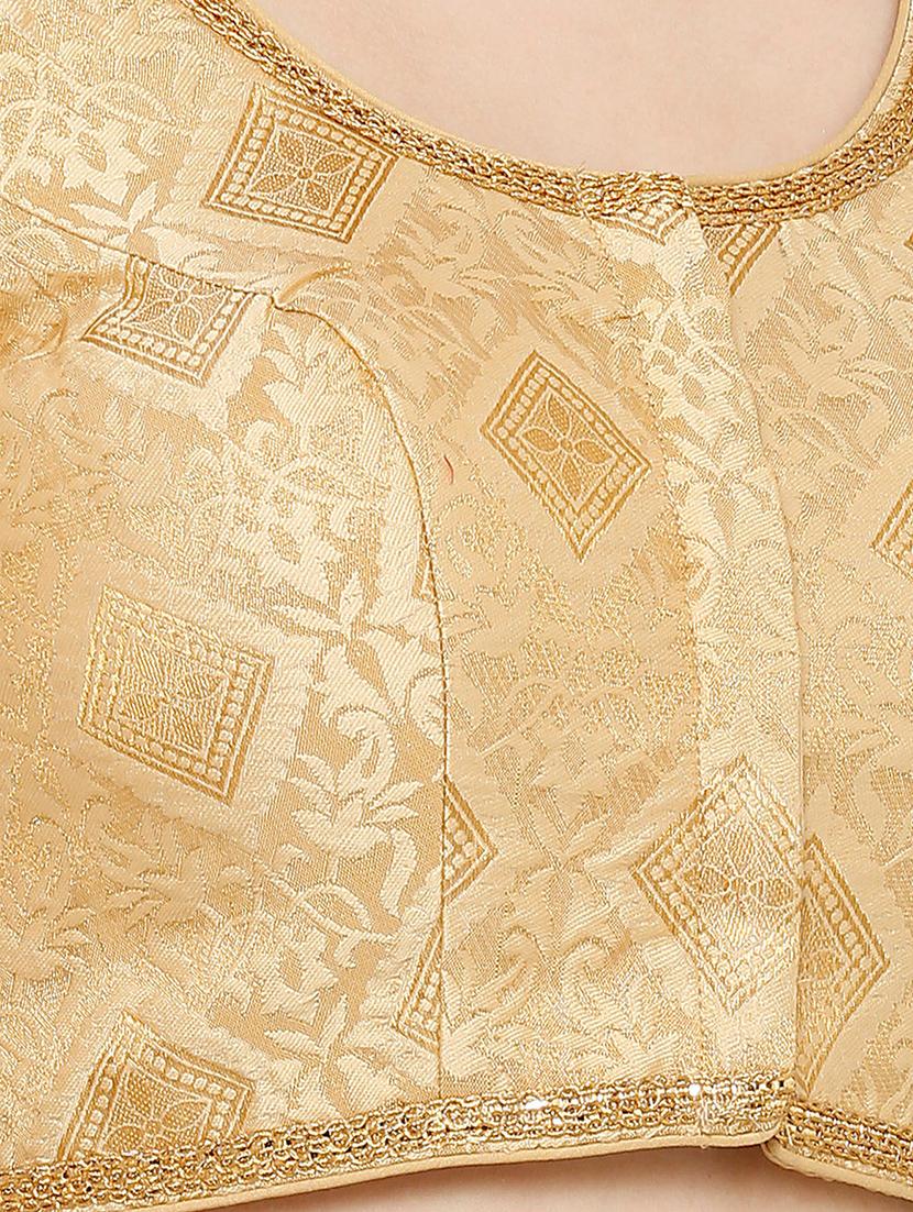 gold cotton blend brocade blouse - 17424123 - Zoom Image - 5