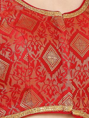red cotton blend brocade blouse - 17424124 - Standard Image - 5