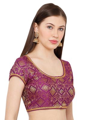purple cotton blend brocade blouse - 17424125 - Standard Image - 2