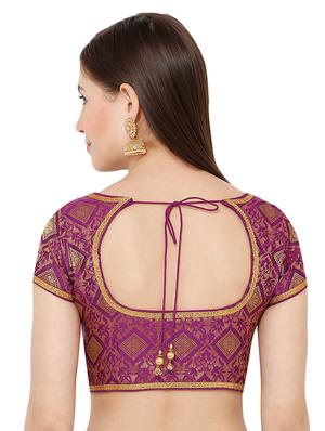 purple cotton blend brocade blouse - 17424125 - Standard Image - 3