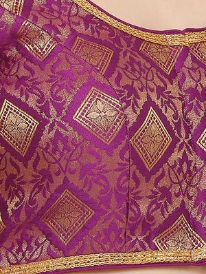 purple cotton blend brocade blouse - 17424125 - Standard Image - 5