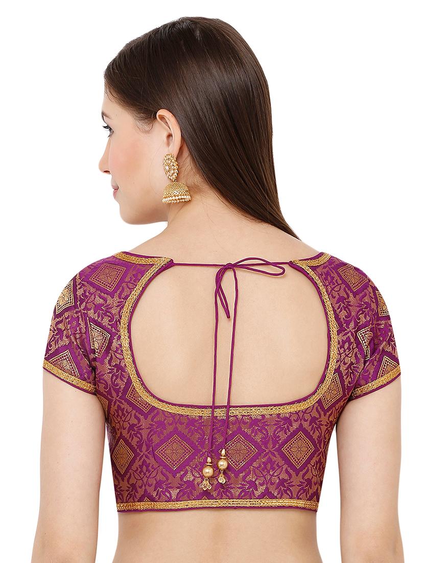 purple cotton blend brocade blouse - 17424125 - Zoom Image - 3