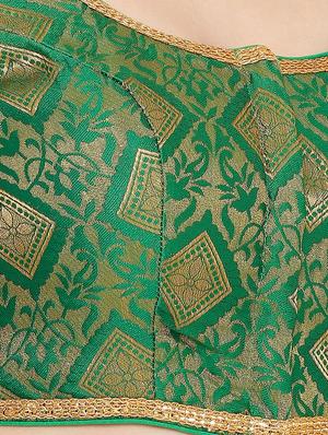 green cotton blend brocade blouse - 17424126 - Standard Image - 5