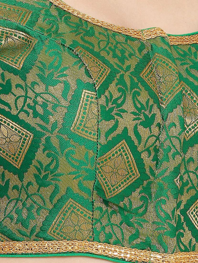 green cotton blend brocade blouse - 17424126 - Zoom Image - 5