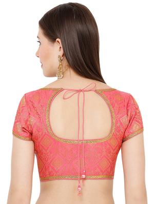 pink cotton blend brocade blouse - 17424130 - Standard Image - 3