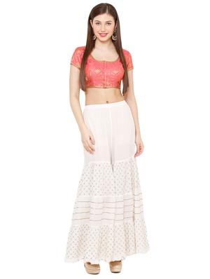 pink cotton blend brocade blouse - 17424130 - Standard Image - 4