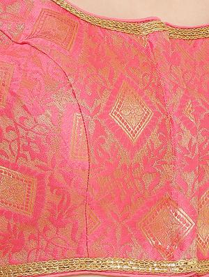 pink cotton blend brocade blouse - 17424130 - Standard Image - 5