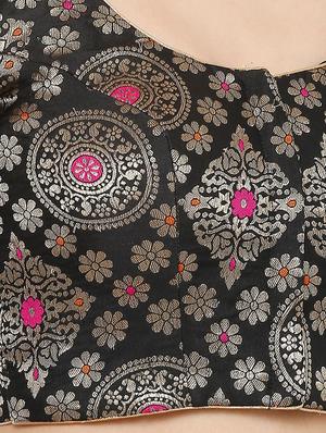 black cotton blend brocade blouse - 17424131 - Standard Image - 5