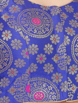 blue cotton blend brocade blouse - 17424132 - Standard Image - 5