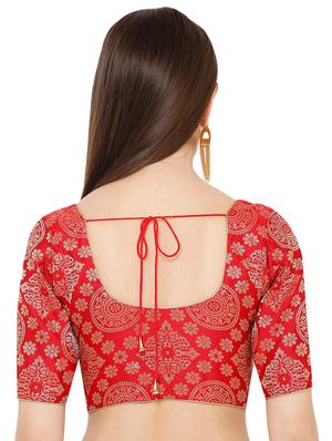 red cotton blend brocade blouse - 17424134 - Standard Image - 3