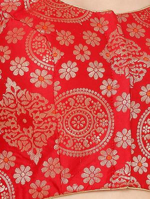 red cotton blend brocade blouse - 17424134 - Standard Image - 5