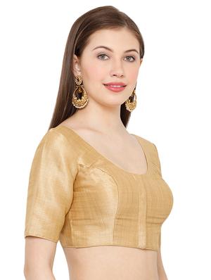 gold silk solid blouse - 17424147 - Standard Image - 2