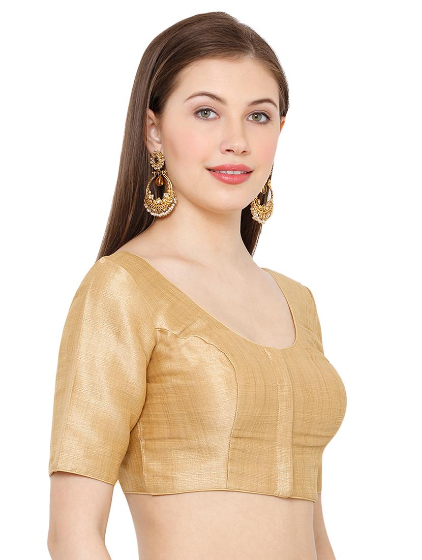 gold silk solid blouse - 17424147 - Zoom Image - 2