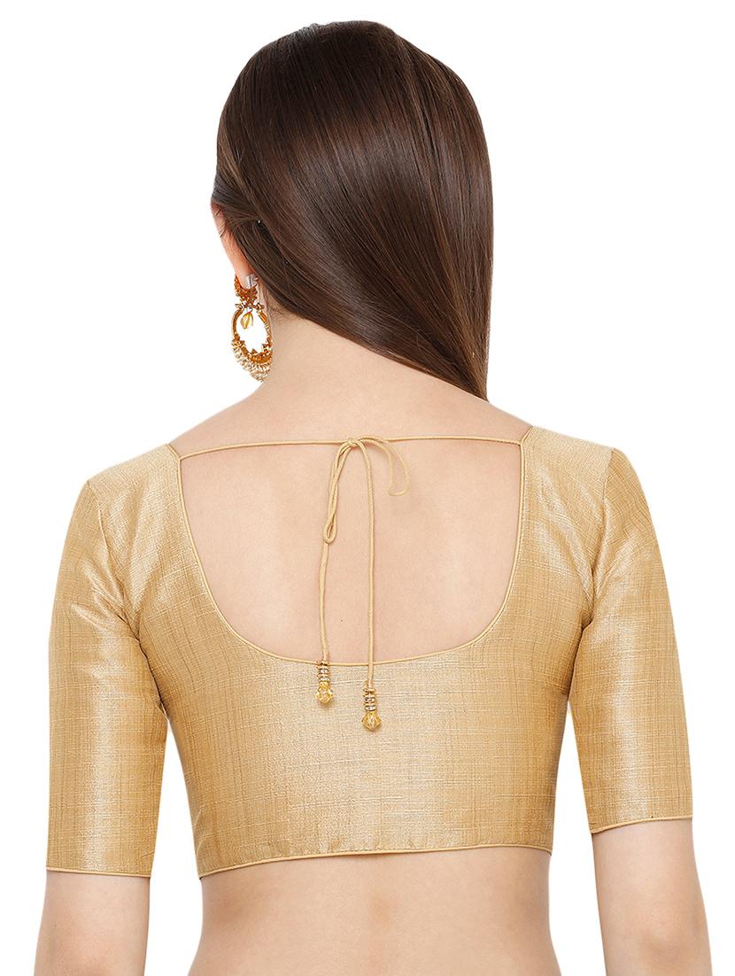 gold silk solid blouse - 17424147 - Zoom Image - 3