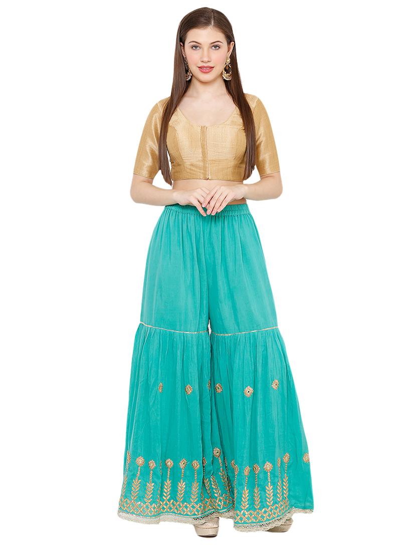 gold silk solid blouse - 17424147 - Zoom Image - 4