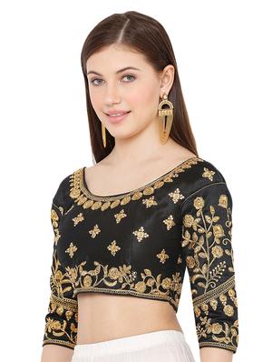 black art silk embroidered blouse - 17424154 - Standard Image - 2