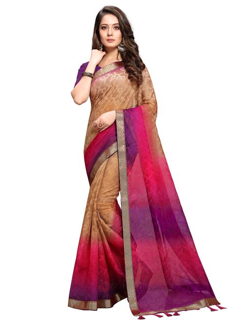 ombre bordered saree with blouse - 17424166 - Very Small Image - 1