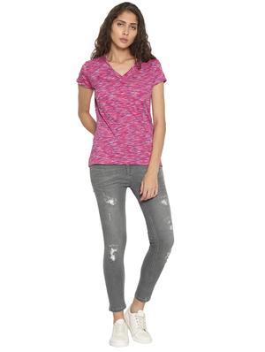 v neck melange tee - 17424169 - Standard Image - 4
