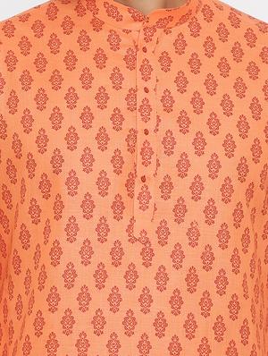 peach cotton kurta pyjama ethnic wear set - 17424322 - Standard Image - 4