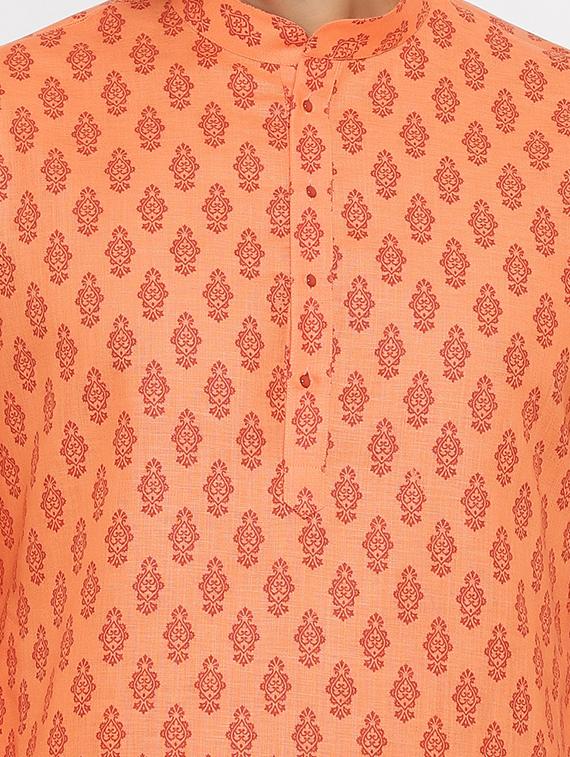 peach cotton kurta pyjama ethnic wear set - 17424322 - Zoom Image - 4