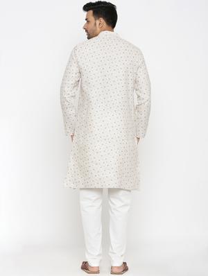 beige khadi kurta pyjama ethnic wear set - 17424323 - Standard Image - 3