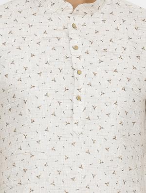 beige khadi kurta pyjama ethnic wear set - 17424323 - Standard Image - 4