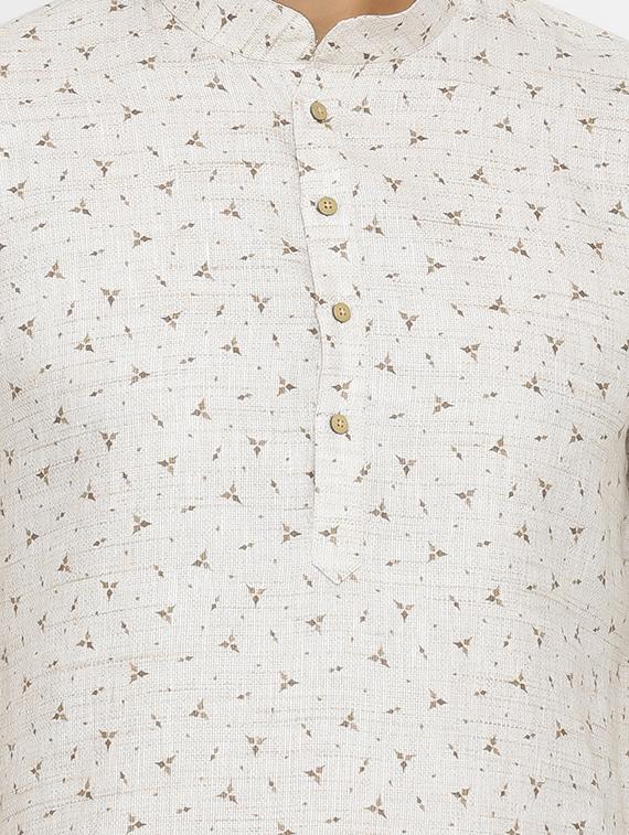 beige khadi kurta pyjama ethnic wear set - 17424323 - Zoom Image - 4