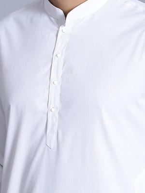 white cotton kurta pyjama ethnic wear set - 17424331 - Standard Image - 4