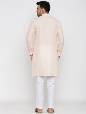 light peach cotton kurta pyjama ethnic wear set - 17424332 - Standard Image - 3