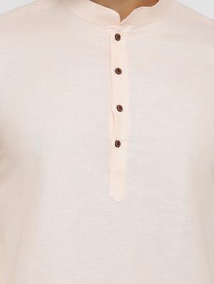 light peach cotton kurta pyjama ethnic wear set - 17424332 - Standard Image - 4