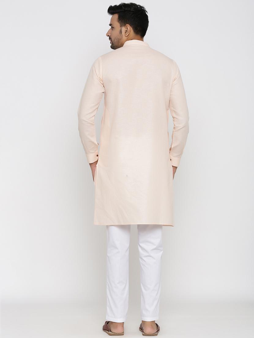 light peach cotton kurta pyjama ethnic wear set - 17424332 - Zoom Image - 3