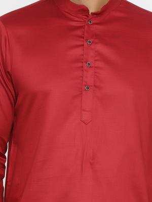 maroon cotton kurta pyjama ethnic wear set - 17424333 - Standard Image - 4