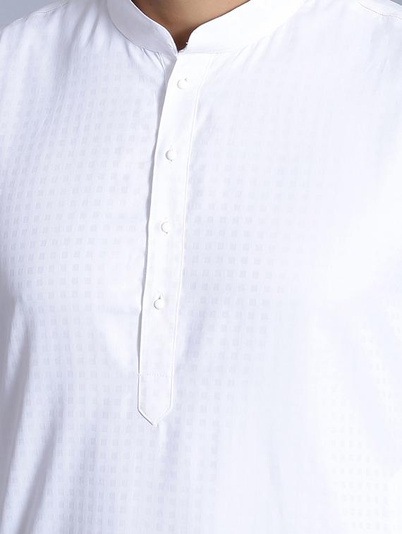white cotton kurta pyjama ethnic wear set - 17424336 - Zoom Image - 4